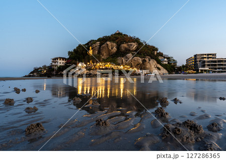 Mount Khao Takiab with a Buddhist temple and the sea in Hua Hin, Thailand. Mount Khao Takiab with a Buddhist temple and the sea in Hua Hin, Thailand. 127286365
