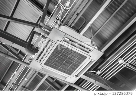 Ceiling mounted cassette type air conditioner. 127286379