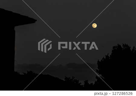 Full Moon Over Rooftops Sicily 127286526