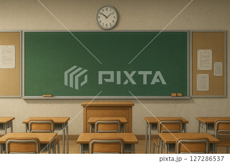 学校の教室　黒板正面 127286537