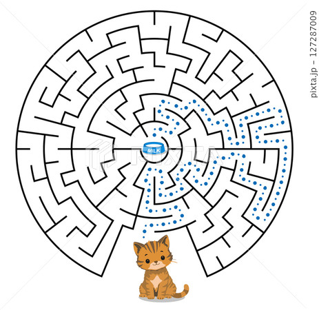 Help cat pass through maze to find a bowl with milk. Feed the hungry kitten labyrinth. Not hard Help cat pass through maze to find a bowl with milk. Feed the hungry kitten labyrinth. Not hard 127287009