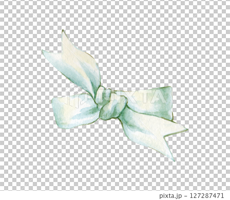 Watercolor light ribbon, knotted, hand-drawn. The watercolor illustration is isolated. Clipart. An element for scrapbooking and other decorations of your design. 127287471