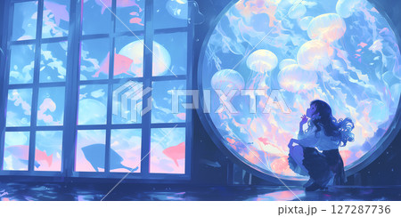 水族館に入り浸る女の子 水族館に入り浸る女の子 127287736