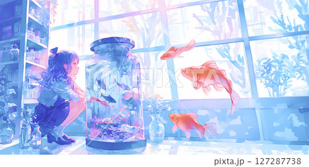 水族館に入り浸る女の子 水族館に入り浸る女の子 127287738