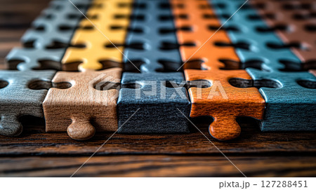 Puzzle with pieces of different colors and sizes 127288451