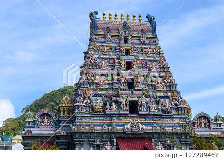 Colorful facade of Arul Mihu Navasakthi Vinayagar temple in Mahe island, Victoria city Seychelles Colorful facade of Arul Mihu Navasakthi Vinayagar temple in Mahe island, Victoria city Seychelles 127289467