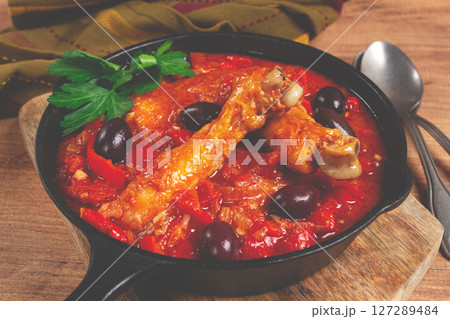 Pollo alla romana, Roman chicken, homemade, no people, 127289484