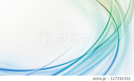 Elegant abstract background with blue and green curves shaped like rings, soft gradient and minimal white space, ideal for modern digital designs. Elegant abstract background with blue and green curves shaped like rings, soft gradient and minimal white space, ideal for modern digital designs. 127292302