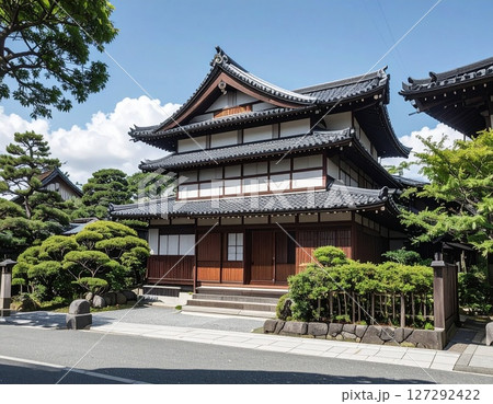 新緑が美しい春の歴史ある建造物 127292422