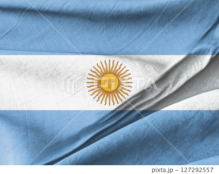 Argentinian Flag Featuring the Sun of May on Woven Fabric Argentinian Flag Featuring the Sun of May on Woven Fabric 127292557