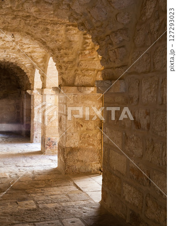 Brick stone archway with receding path Brick stone archway with receding path 127293023