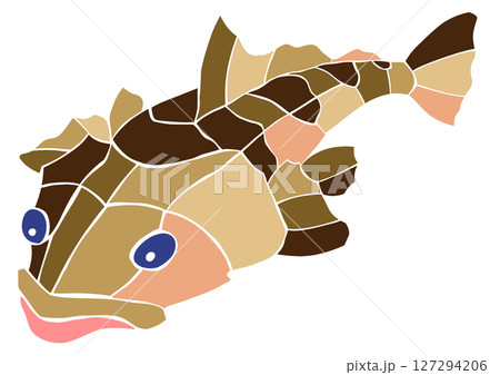 海水魚マゴチの素敵なモザイク画風切り絵イラスト目地有 海水魚マゴチの素敵なモザイク画風切り絵イラスト目地有 127294206