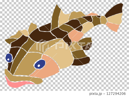 海水魚マゴチの素敵なモザイク画風切り絵イラスト目地有 海水魚マゴチの素敵なモザイク画風切り絵イラスト目地有 127294206
