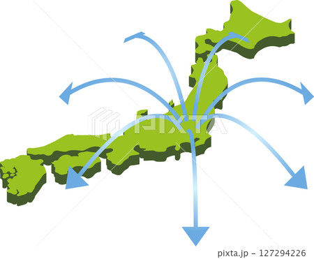 日本地図から矢印 127294226