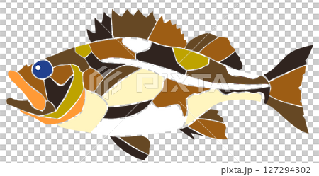 漂亮的馬賽克風格鹹水魚剪紙插圖柳樹侏儒與關節 127294302