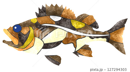 海水魚ヤナギノマイの素敵なはんこ画風切り絵イラスト 海水魚ヤナギノマイの素敵なはんこ画風切り絵イラスト 127294303