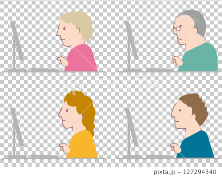 デスクトップパソコンを操作する人たち 127294340