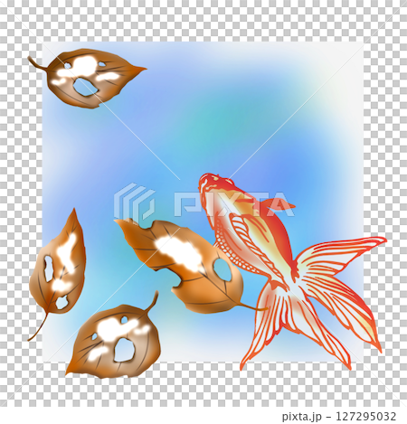 真冬の金魚と落ち葉の素敵な切り絵イラスト 真冬の金魚と落ち葉の素敵な切り絵イラスト 127295032