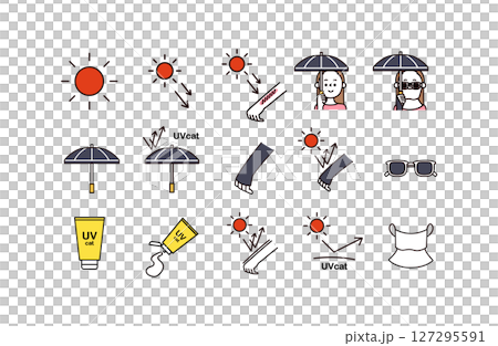 防曬傷圖示插圖集 127295591