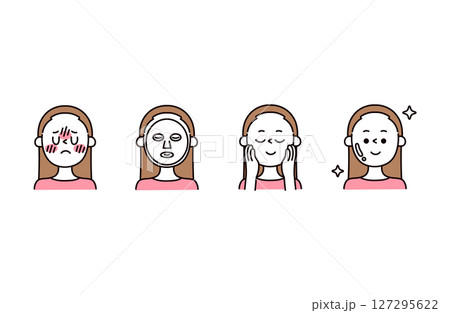 日焼けケアの人物イラストセット 127295622