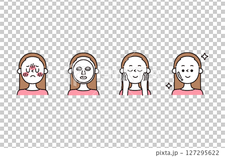 日焼けケアの人物イラストセット 127295622