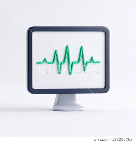 Green Heart Rate Waveform on a Digital Monitor Green Heart Rate Waveform on a Digital Monitor 127295768
