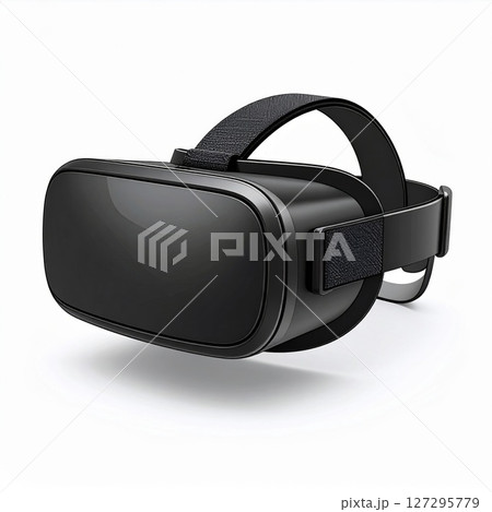 Black Virtual Reality Headset on White Background 127295779