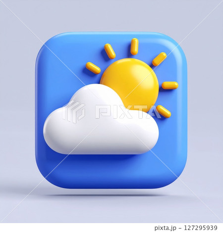 3D Rendered Partly Cloudy Weather App Icon 3D Rendered Partly Cloudy Weather App Icon 127295939