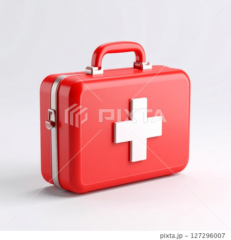 Red Plastic First Aid Kit with White Cross 127296007