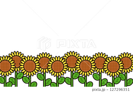 ひまわり畑のイラスト素材 127296351