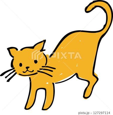 オレンジ色の猫のイラスト(手描き・かわいい・シンプル) しっぽを上げた猫のイラスト(手描き風) オレンジ色の猫のイラスト(手描き・かわいい・シンプル) しっぽを上げた猫のイラスト(手描き風) 127297114