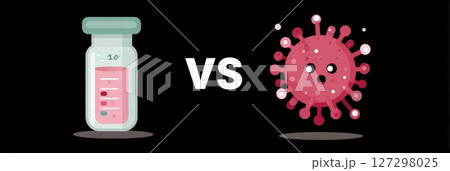Comparison chart visually illustrating the contrasting elements of a vaccine and a virus, emphasizing their roles and effects on health. Comparison chart visually illustrating the contrasting elements of a vaccine and a virus, emphasizing their roles and effects on health. 127298025