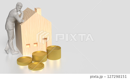 The House and coins for Building or property concept 3d Rendering. 127298151