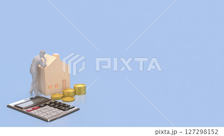 The House and coins for Building or property concept 3d Rendering. The House and coins for Building or property concept 3d Rendering. 127298152