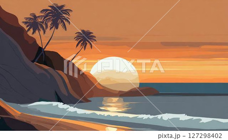 海に沈む夕日 127298402