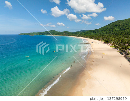 Beautiful sea waves on Nacpan Beach. El Nido, Palawan. Philippines. Beautiful sea waves on Nacpan Beach. El Nido, Palawan. Philippines. 127298959