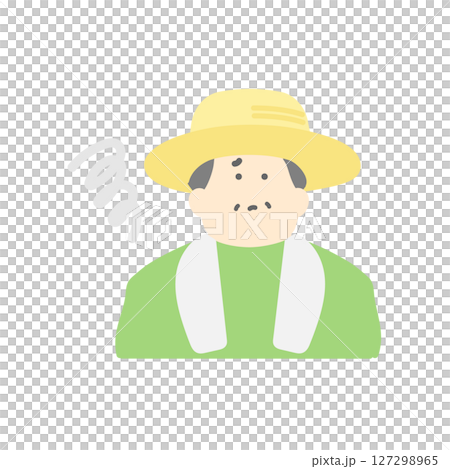 Illustration of an anxious elderly farmer Illustration of an anxious elderly farmer 127298965