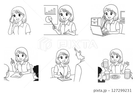 シンプルな働く女性のイラスト 127299231