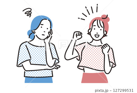 ポジティブな女性とネガティブな女性セット 127299531