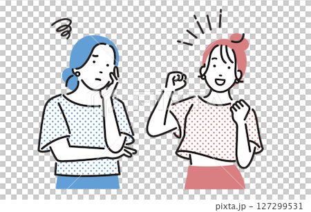 ポジティブな女性とネガティブな女性セット 127299531