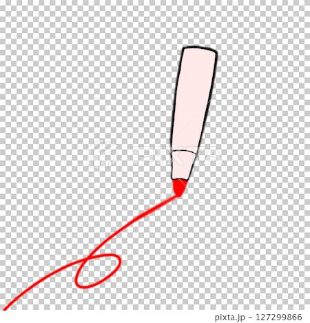 簡單的文具筆紅色塗鴉 127299866