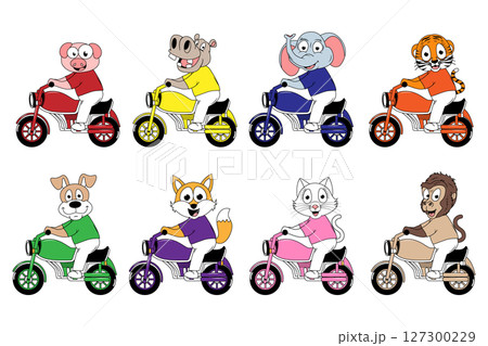 Cute Animal Cartoon Ride Motorcycle Set Cute Animal Cartoon Ride Motorcycle Set 127300229