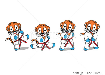 Cute Tiger Cartoon Karate 127300240