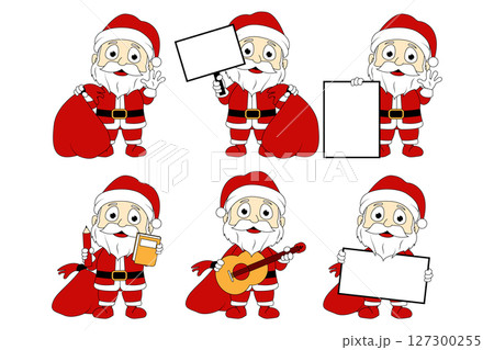 Cute Santa Cartoon Illustration Set Cute Santa Cartoon Illustration Set 127300255