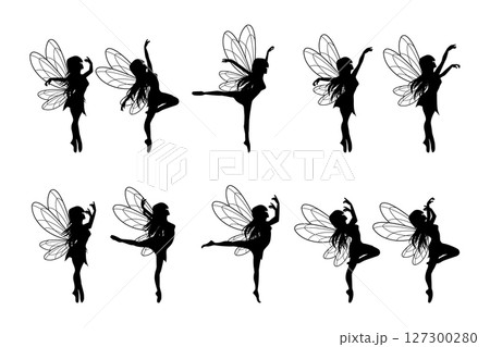 Cute Fairy Silhouette Illustration Set 127300280
