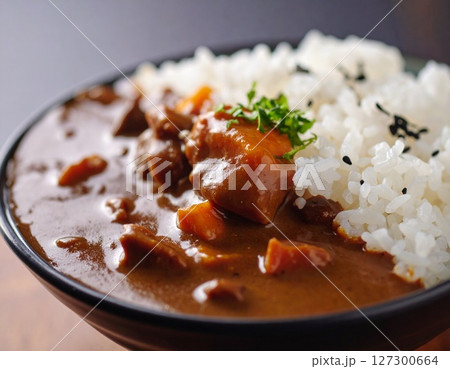 しずる感のある日本のカレーライスのフードフォト1　AI生成画像 127300664
