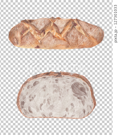 Illustration of rye bread drawn with colored pencils 127301033