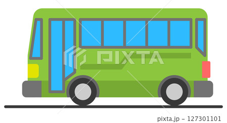 旅行で乗る観光バスや通勤で乗る公共機関のシャトルバスのイラスト 127301101