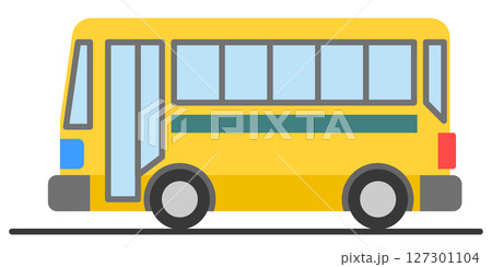 旅行で乗る観光バスや通勤で乗る公共機関のシャトルバスのイラスト 127301104