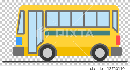 旅行で乗る観光バスや通勤で乗る公共機関のシャトルバスのイラスト 127301104